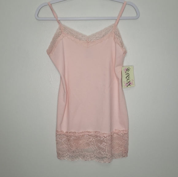 Ransom light pink big lace trim y2k vibes preppy tank cami size xl Nwt - Picture 1 of 5